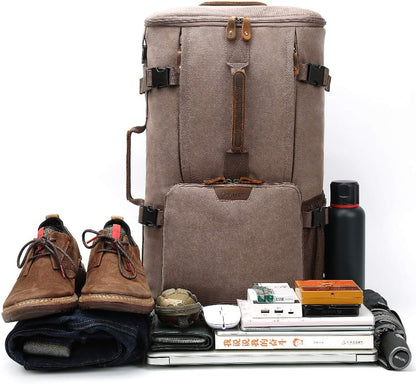 40L Travel Backpack, Vintage Canvas Rucksack Convertible Duffel Bag Carry on Backpack Fit for 17.3 Inch Laptop Bag